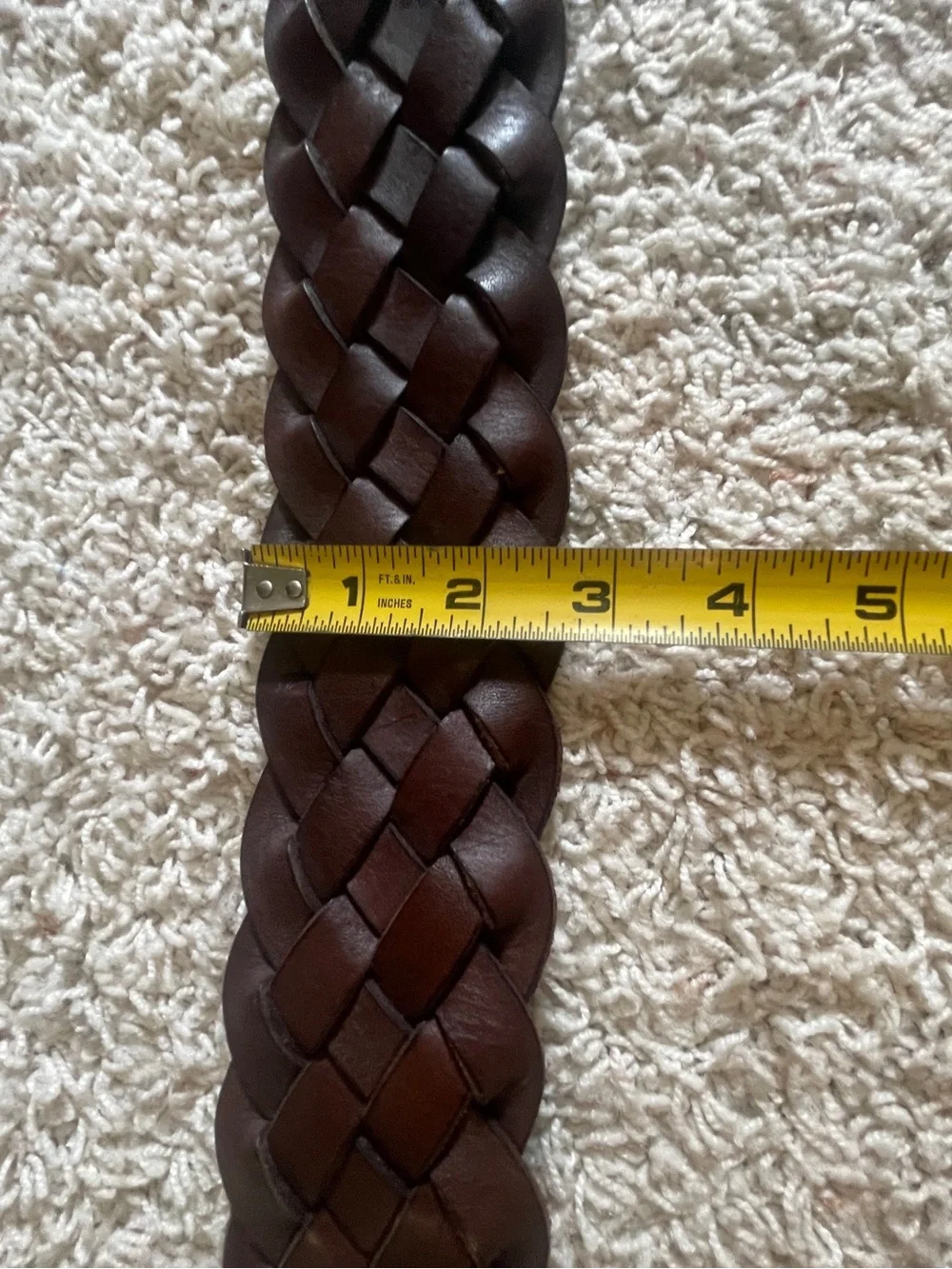 Club Monaco Wide Brown Woven Leather Belt Chunky